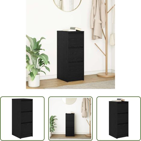 Holzschrank - Sideboard Schwarz Eichen-Optik 29,5x34x76 cm Holzwerkstoff (1/5)