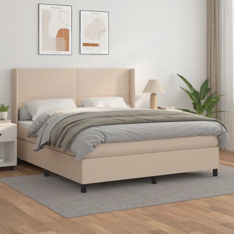 Boxspringbett Matratze Cappuccino-Braun 160x200 cm Kunstleder (1/5)