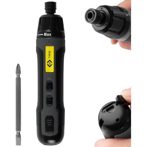 Tournevis Électrique Rechargeable USB-C 3,6 V, Réglage 6 Niveaux, 20 Nm en Manuel, Porte-Embout Hexagonal 6,35 mm à Blocage Rapide, 200 min d’Autonomie, Compact, Pour Électricien, T4930 (1/5)
