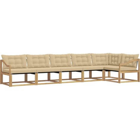 Set di divani da esterno 6 pz Bianco e Beige vidaXL (1/5)