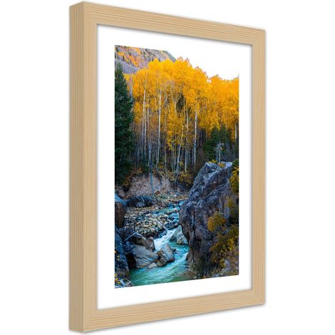 Quadro con cornice, Un ruscello nella foresta - 60x90 (1/5)