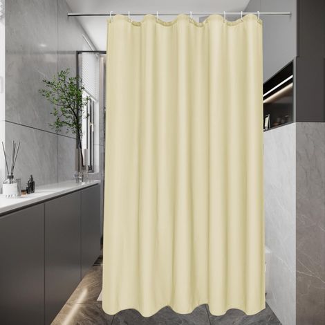 Rideau de douche beige 100x200 étroits imperméables rideaux de douche, petit tissu textile lavable rideau de bain, anti-moisissure antibactérien séchage rapide rideaux de salle de bain avec 7 (1/5)