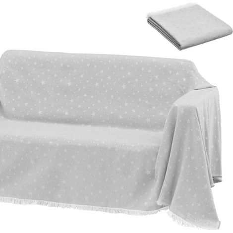 Coperta Copri Divano Piedi Letto Multiuso 180x290cm Fantastia Stelle Grigio (1/3)