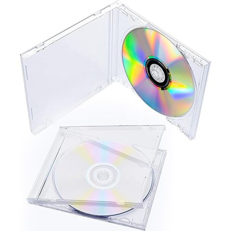 Lot de 12 boîtiers de CD Transparents CD/DVD Jewel 10.4 mm Boîtier Standard pour CD et disques Blu-Ray 14,2x12,4x1 cm (1/5)