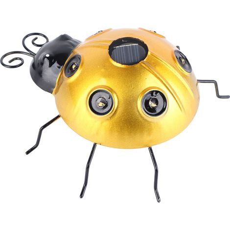 Lampe murale solaire coccinelle jaune, lampe décorative LED d'extérieur pour pelouse, en fer forgé. (1/5)