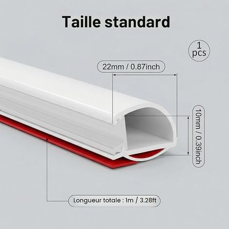 White Flexible Silicone Half Round Cable Cover Organizer Cable Management Size: 27x15mm, Adjustable Length (1/4)