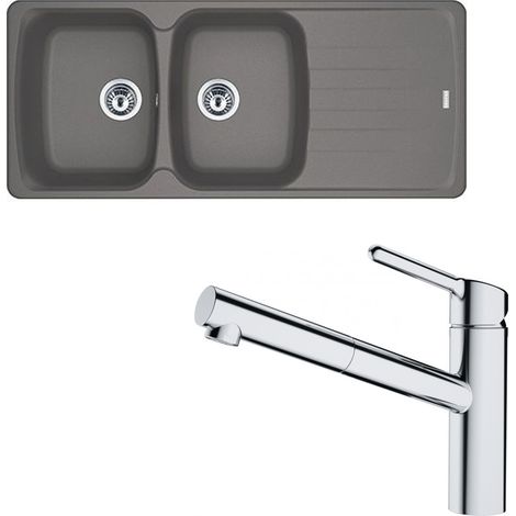 Pack évier Antea Fragranit stone1160 x 500 x 210 mm + mitigeur Orbit douchette - Franke (1/5)