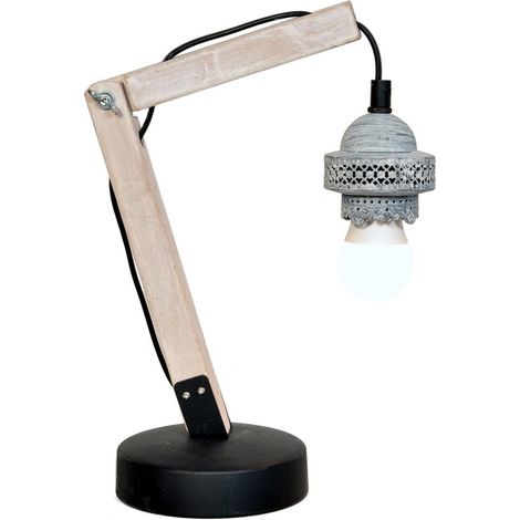 Lampada da tavolo Hangover VI in legno e metallo grigio (1/3)