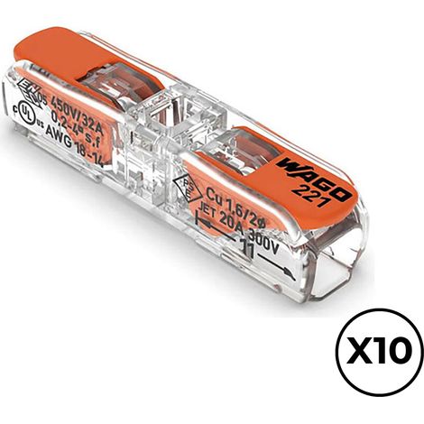 Connettore rapido wago 2 vie 6mm² leva confezione 10 (1/3)