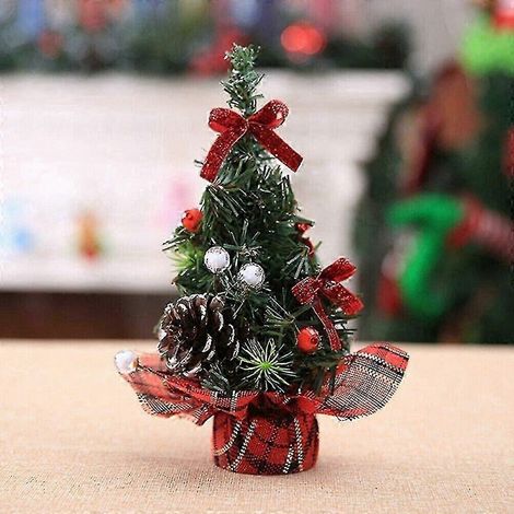 Mini sapin de Noël artificiel miniature, décoration de table, ornements de Noël (rouge, 20 cm) (1/5)