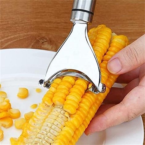 Juego de 2 peladores de maíz, acero inoxidable 304, mango ergonómico, hoja dentada, para cocinas domésticas y restaurantes. (1/5)