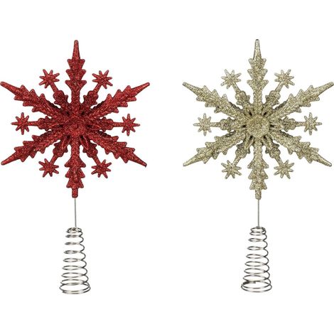 Christbaumspitze aus Kunststoff Weihnachtsstern rot gold 23 cm 2-fach sortiert Schmuck