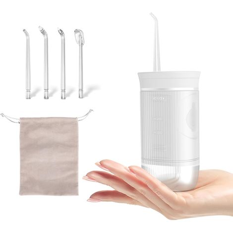 Hydropulseur dentaire sans fil – Irrigateur buccal pour nettoyer les dents, réservoir d'eau télescopique de 200 ml, étanchéité IPX7, 3 modes, 6 embouts de jet, fil dentaire électrique (1/5)