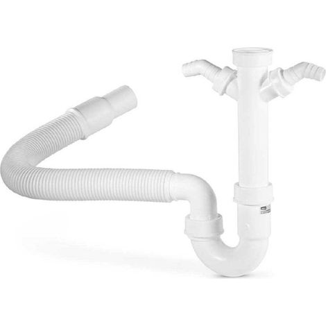Xavax Flexibler Weißer Siphon für PVC-Abfluss 34 cm