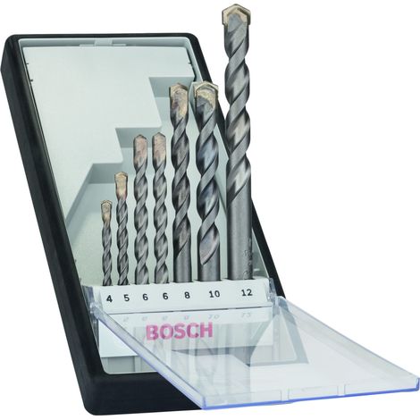 Bosch Accessories 2607010545 Acciaio Kit punte per calcestruzzo 7 parti 4 mm, 5 mm, 6 mm, 6 mm, 8 mm, 10 mm, 12 mm Albe