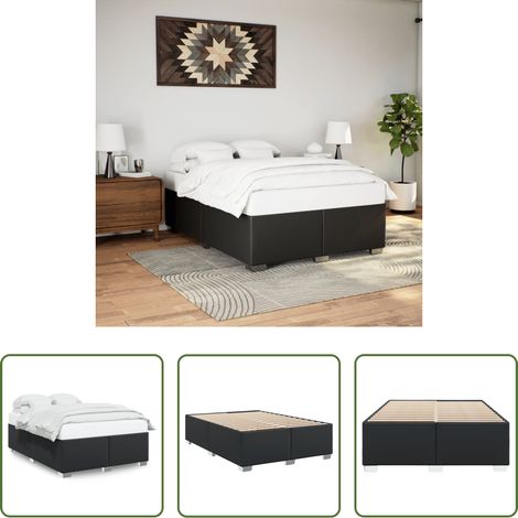 Kunstlederbett - Bettgestell Schwarz 140x190 cm Kunstleder (1/5)