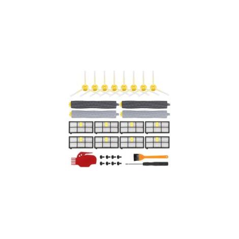 Kit di ricambi e accessori per aspirapolvere iRobot Roomba serie 800 e 900, spazzole di ricambio (800, 900, 890, 880, 870, 990, 980, 976, 900), 2 set di spazzole rotanti, 8 filtri