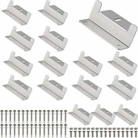 16 x Support Panneau Solaire en Z Fixation Panneau Solaire en Aluminium Avec Ecrous et Boulons, Support de Panneaux Solaire pour Bateaux, Varavanes, Véhicules de Loisirs, Toit,10065mm (1/4)