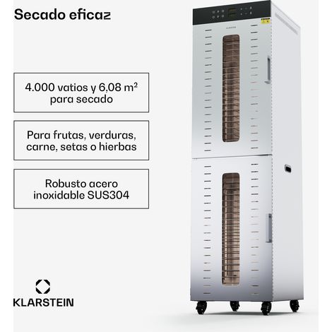 Klarstein Deshidratador Master Jerky 600 con 4.000 W dos cámaras de deshidratación Rango de temperatura 30 - 90 °C