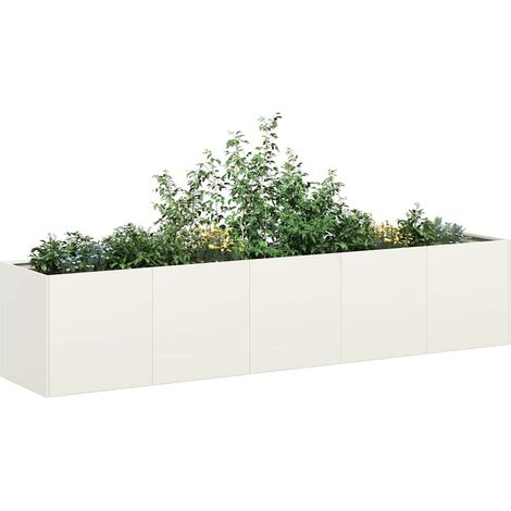 Jardinière blanc 200x40x40 cm acier laminé à froid