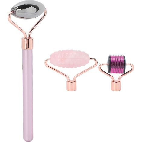 Set Rouleau Facial 3-en-1 Pierre Terahertz Beauté Visage, Outil Gua Sha Massage Peau, Kit Soin Visage Naturel, Rouleau de Jade et Pierre de Gua Sha (1/5)