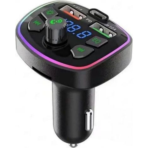 Émetteur FM Bluetooth pour voiture avec égaliseur de basses, double chargeur rapide USB et Type-C, réduction du bruit CVC, LED 7 couleurs, son stéréo, lecture TF/microSD, compatible i (1/4)