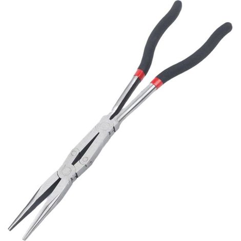 Ensemble de pinces à bec aiguille longue portée avec pointes droites 45° et 90°, double articulation en acier haute teneur carbone pour les espaces restreints, réparation automobile - (1/4)