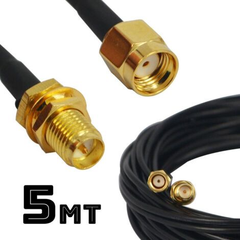 Rallonge De Câble D'antenne Sans Fil 5 Mètres Mâle Femelle Wifi Rp-sma