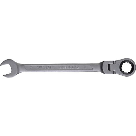 SW-Stahl 03530L-12 Gabelringratschenschlüssel 12 mm I Ringschlüssel mit Gelenk I 72 Zähne I Maulschlüssel mit Ringratsche I Ringratschenmaulschlüssel SW 12