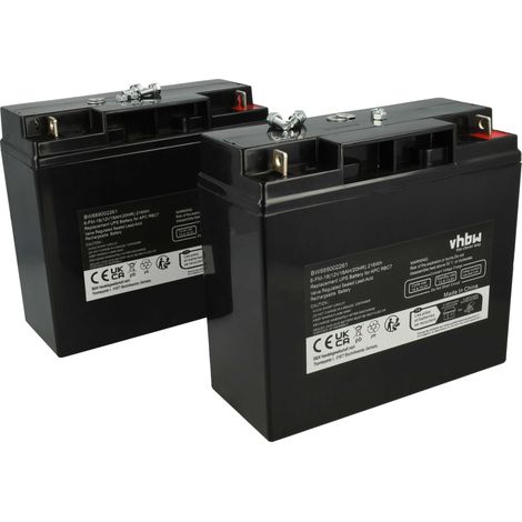 vhbw 2x Battery Replacement for APC AP1250, AGM09, RBC7, BT12-18, RBC50 for UPS (18000 mAh, 12 V, AGM)