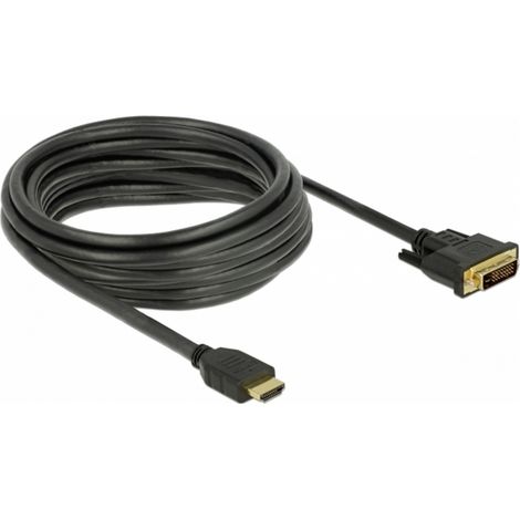 Câble de raccordement Delock HDMI / DVI Fiche mâle HDMI-A, Fiche mâle DVI-D 24+1 pôles 5 m noir 8565