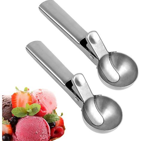 Hochwertige Eiskugelportionierer mit Auslöser, Eiskugelportionierer aus Edelstahl, robuster Eiskugelportionierer aus Metall, spülmaschinenfest, ideal für Tiefkühlkost