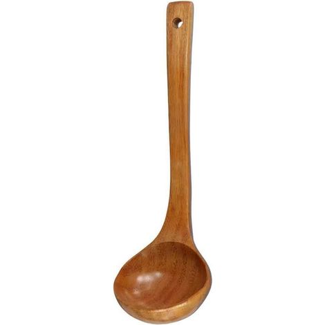 Grande pelle de cuisine en bois à long manche, antiadhésive à long manche, louche en bois (1/5)
