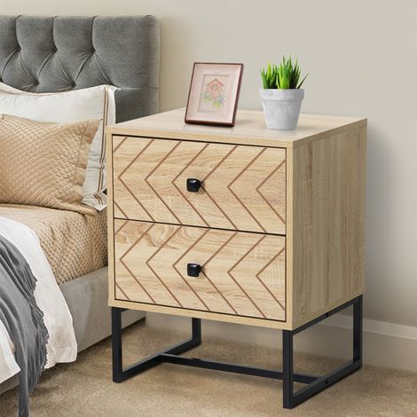 Comodino con 2 cassetti, cassettiera in legno per camera da letto, armadio contenitore, 48x39,5x60 cm