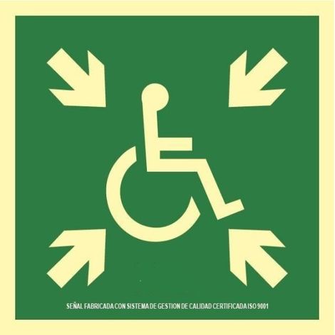 Señal de evacuación Punto de Reunión para Minusválidos en aluminio Clase A 210 x 210 mm SEKURECO                         420 x 420 mm                          CLASE A (PVC 1 mm) (1/2)