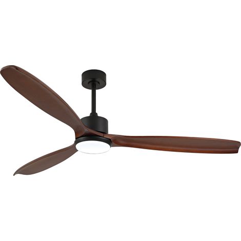 70-Zoll-Deckenventilator mit LED-Leuchte, 3 Holzflügeln und DC-Motor, Schwarz/Walnuss, MODENUIT (1/5)