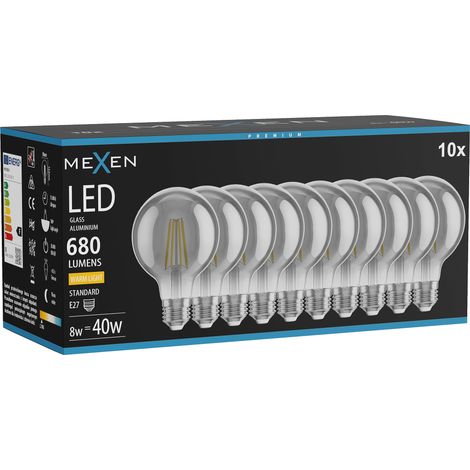 Mexen Vintis 10x Ampoule filament LED E27, G80, 8W, Chaude - 2700K, 680 lm, fumée - L155-E27-0827-70x10 (1/5)