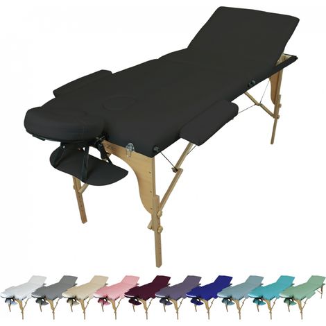 Table de massage pliante 3 zones en bois – Panneau Reiki – Housse de transport – Revêtement similicuir – Support jusqu'à 250 kg – Vivezen