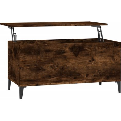 Mesa de centro elevable de diseño rústico moderno 90 x 44,5 x 45 cm madera de ingeniería marrón y metal DEC038504