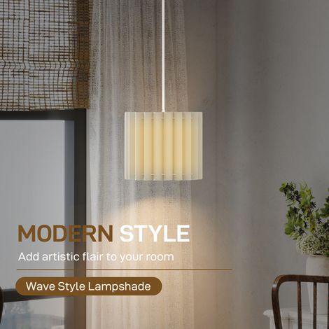 Modern Wave Style Pendant Light with Linen Fabric Shade for Chic Home Ambiance, E27 Compatible, Easy Installation and Durable Design