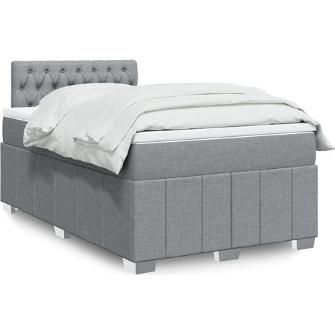 Boxspringbett mit Matratze Hellgrau 120x200 cm Stoff