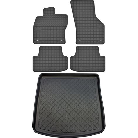 Ensemble de tapis de sol en caoutchouc pour Seat Leon III ST Kombi (janvier 2014 - mars 2020) + tapis de coffre. (1/5)
