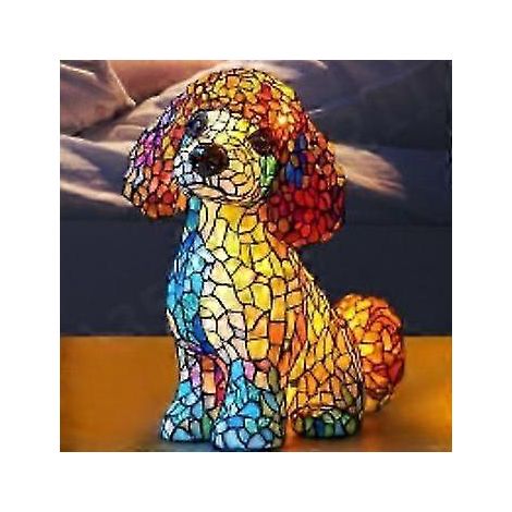 Nouvelle série Chien - Ornements en résine - Veilleuse LED - Statuette animale artistique - Lampe de table créative pour la maison ou le bureau - Taille : Ours en peluche