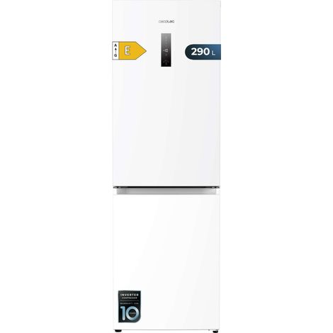 Frigorifero combinato bianco alto 185 cm e largo 59,5 cm con capacità di 290 litri, total nofrost, classe E e un cassetto per prodotti freschi, che si adatta a tutte le tue esigenze.