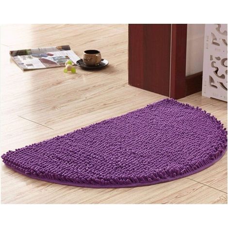 Demi-Cercle Tapis Salle Bain, Doux Absorbant Chenille Tapis De Baignoire Duveteux Antidérapante Tapis Tapis De Bain Demi-Lune pour Baignoire Lavable en Machine -violet-40 x 60-Fei Yu (1/3)