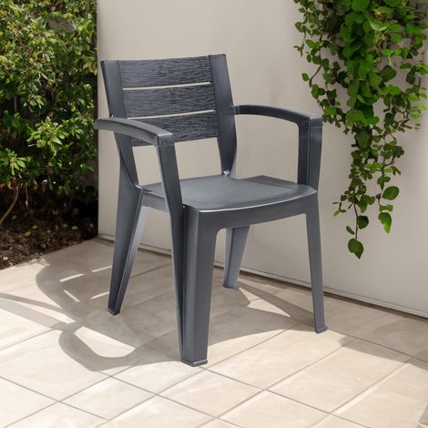 Dmora - Sillas de Jardín Camogli, Silla de jardin, Asiento exterior multiusos, Banco de jardín, Made in Italy, 60x58 h79 cm, Antracita (1/3)