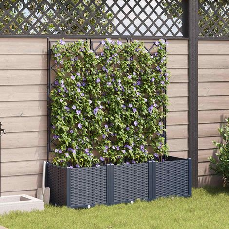 vidaXL Garden Planter 3 pcs Grey 120 x 40 x 143 cm Plastic