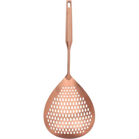Écumoire en acier inoxydable 304, qualité alimentaire, longue cuillère à écumer grand débit pour cuisine, couleur or rose (1/5)