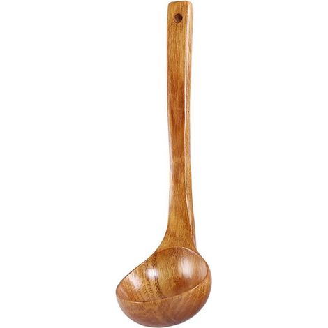 Cucharón japonés de madera maciza con mango largo, apto para olla caliente y como utensilio de cocina - tamaño grande