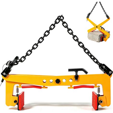 30 – 51cm 350kg Pince de Levage Ouverture Réglable Pince à Bordures Suspension Chaîne Réglable Pince à Pierre Antidérapant pour Bordure Granit Marbre Béton Transport (1/5)